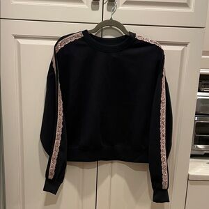 All in Motion Black Sweater with pink Lace Detail